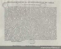 Borrador Proclama de la independencia de Chile