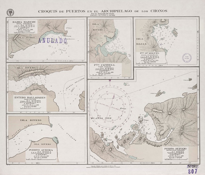 Croquis de puertos en el Archipiélago de los Chonos