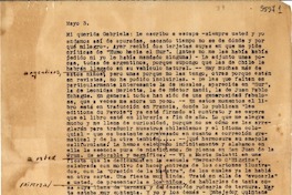 [Carta] 1939 mayo 3, Santiago [a] Gabriela Mistral