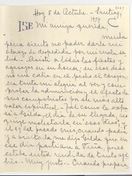 [Carta] 1950 nov. 6, Santiago, Chile [a] [Gabriela Mistral], México D.F.