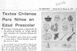 Textos chilenos para niños en edad preescolar.  [artículo]