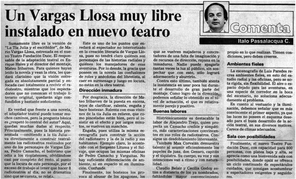 Un Vargas Llosa muy libre instalado en nuevo teatro