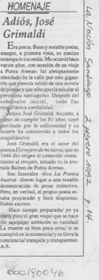 Adiós, José Grimaldi Adiós, José Grimaldi