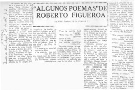 Algunos poemas" de Roberto Figueroa Algunos poemas" de Roberto Figueroa