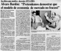 Alvaro Bardon, "Pretendemos demostrar que el modelo de economía de mercado no fracasó". Alvaro Bardon, "Pretendemos demostrar que el modelo de economía de mercado no fracasó".