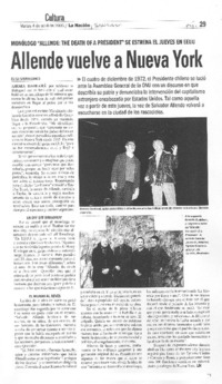 Allende vuelve a Nueva York Allende vuelve a Nueva York