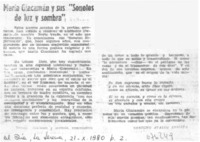 María Giacamán y sus "Sonetos de luz y sombra" María Giacamán y sus "Sonetos de luz y sombra"