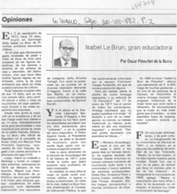 Isabel Le Brun, gran educadora Isabel Le Brun, gran educadora