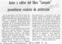 Autor y editor del libro "Lonquén" presentaron recursos de protección. Autor y editor del libro "Lonquén" presentaron recursos de protección.