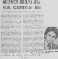 Agrupación angelina será filial escritores de Chile. Agrupación angelina será filial escritores de Chile.