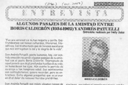 Algunos pasajes de la amistad entre Boris Calderón (1934-1962) y Andrés Patuelli. Algunos pasajes de la amistad entre Boris Calderón (1934-1962) y Andrés Patuelli.