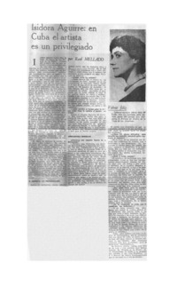 Isidora Aguirre: en Cuba el artista es un privilegiado Isidora Aguirre: en Cuba el artista es un privilegiado