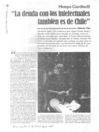 "La Deuda con los intelectuales también es de Chile" (entrevistas) "La Deuda con los intelectuales también es de Chile" (entrevistas)