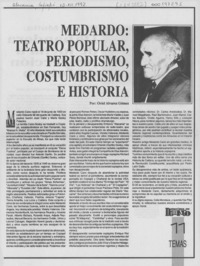 Medardo, teatro popular, periodismo, costumbrismo e historia Medardo, teatro popular, periodismo, costumbrismo e historia