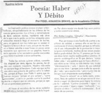 Poesía: haber y débito Poesía: haber y débito