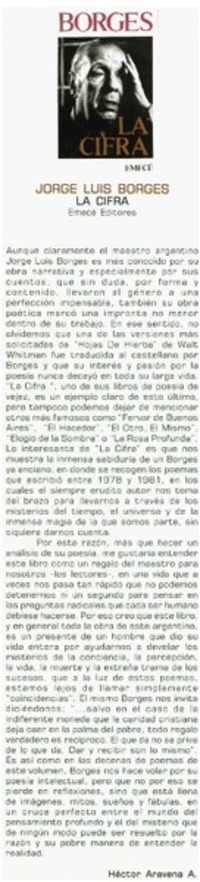 Jorge Luis Borges, La cifra Jorge Luis Borges, La cifra
