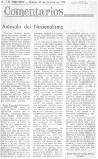 Antesala del nacionalismo Antesala del nacionalismo