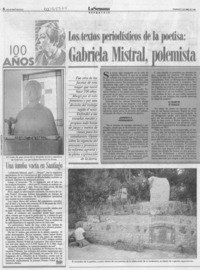 Los textos periodísticos de la poetisa, Gabriela Mistral, polemista Los textos periodísticos de la poetisa, Gabriela Mistral, polemista