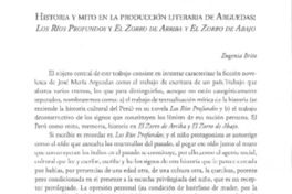 Historia y mito en la producción literaria de Arguedas: Los ríos profundos y El Zorro de arriba y el zorro de abajo Historia y mito en la producción literaria de Arguedas: Los ríos profundos y El Zorro de arriba y el zorro de abajo