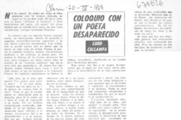 Coloquio con un poeta desaparecido Coloquio con un poeta desaparecido