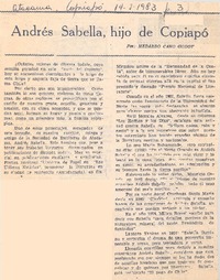 Andrés Sabella, hijo de Copiapó Andrés Sabella, hijo de Copiapó