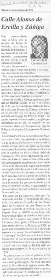 Calle Alonso de Ercilla y Zúñiga Calle Alonso de Ercilla y Zúñiga