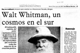 Walt Whitman, un cosmos en el sur Walt Whitman, un cosmos en el sur