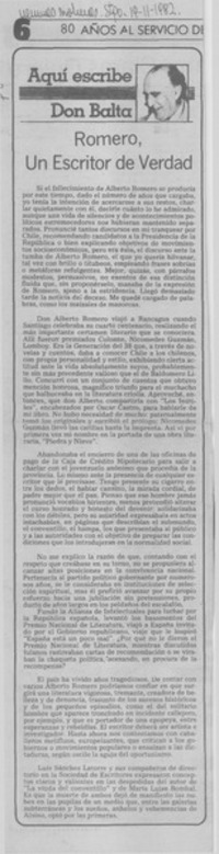 Romero, un escritor de verdad Romero, un escritor de verdad