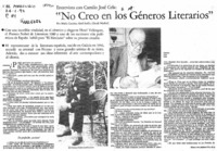 "No creo en los géneros literarios" "No creo en los géneros literarios"