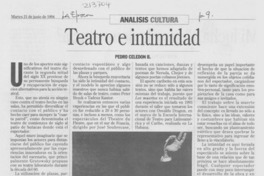 Teatro e intimidad Teatro e intimidad