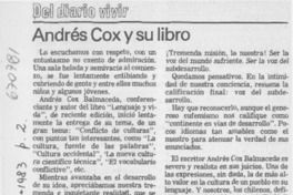 Andrés Cox y su libro Andrés Cox y su libro