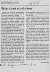 Relaciones epistolares Relaciones epistolares