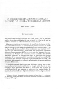 La sobredeterminación semántica en el poema "La huella" de Gabriela Mistral La sobredeterminación semántica en el poema "La huella" de Gabriela Mistral