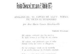 Análisis de "El espejo de agua", poema de Vicente Huidobro Análisis de "El espejo de agua", poema de Vicente Huidobro