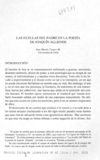 Las huellas del padre en la poesía de Joaquín Alliende Las huellas del padre en la poesía de Joaquín Alliende