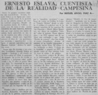 Ernesto Eslava, cuentista de la realidad campesina Ernesto Eslava, cuentista de la realidad campesina