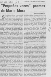 Pequeñas voces", poemas de Mario Mora Pequeñas voces", poemas de Mario Mora