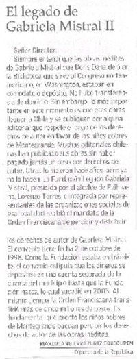 El legado de Gabriela Mistral II El legado de Gabriela Mistral II