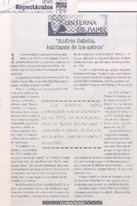 "Andrés Sabella, habitante de los astros" "Andrés Sabella, habitante de los astros"