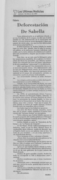 Deforestación de Sabella Deforestación de Sabella