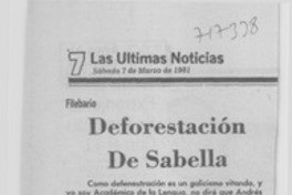 Deforestación de Sabella Deforestación de Sabella