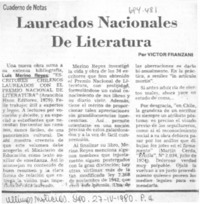 Laureados nacionales de literatura Laureados nacionales de literatura