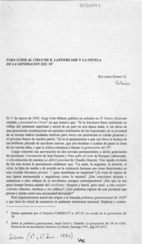 Para subir al cielo de E. Lafourcade y la novela de la generación del 50 Para subir al cielo de E. Lafourcade y la novela de la generación del 50