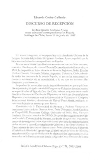 Discurso de recepción Discurso de recepción