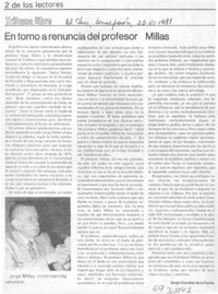 En torno a renuncia del profesor Millas En torno a renuncia del profesor Millas