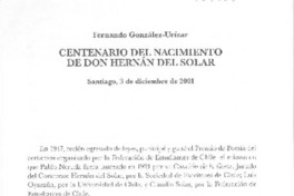 Centenario del nacimiento de don Hernán del Solar Centenario del nacimiento de don Hernán del Solar