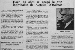Hace 34 años se apagó la voz inolvidable de Augusto D'Halmar Hace 34 años se apagó la voz inolvidable de Augusto D'Halmar