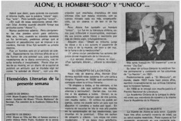 Alone, el hombre "Solo" y "Unico"-- Alone, el hombre "Solo" y "Unico"--