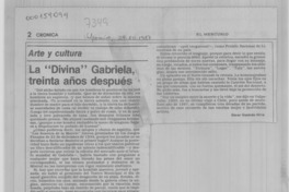 La "Divina" Gabriela, treinta años después La "Divina" Gabriela, treinta años después