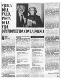 Stella Díaz Varín, poeta de la vida comprometida con la poesía Stella Díaz Varín, poeta de la vida comprometida con la poesía